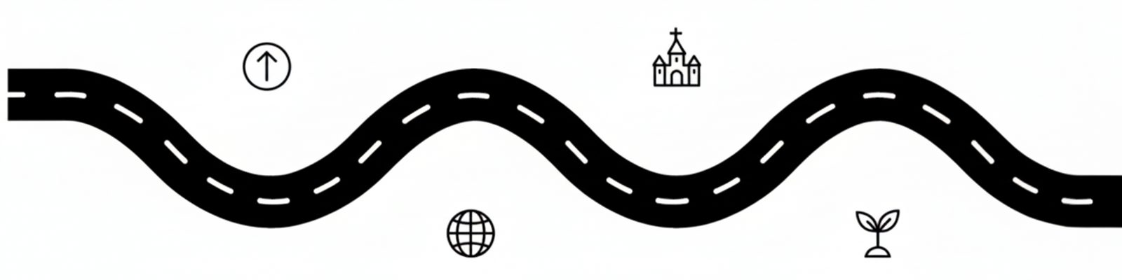 Road leading toward a church