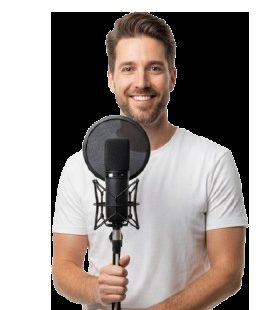 Creator with a studio microphone